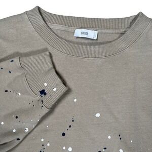 Closed Sweatshirt Women's Large Beige Paint Splatter Crewneck Cotton Pullover